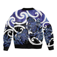 Piwakawaka New Zealand Matariki Bomber Jacket Maori New Year Silver Fern Purple Galaxy