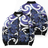 Piwakawaka New Zealand Matariki Bomber Puffer Jacket Maori New Year Silver Fern Purple Galaxy