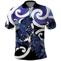 Piwakawaka New Zealand Matariki Polo Shirt Maori New Year Silver Fern Purple Galaxy LT14 Purple - Polynesian Pride