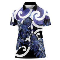 Piwakawaka New Zealand Matariki Women Polo Shirt Maori New Year Silver Fern Purple Galaxy LT14 Female Purple - Polynesian Pride