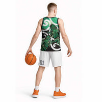 Piwakawaka New Zealand Matariki Basketball Jersey Maori New Year Silver Fern Green Galaxy LT14 - Polynesian Pride