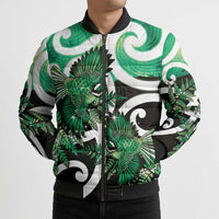 Piwakawaka New Zealand Matariki Bomber Puffer Jacket Maori New Year Silver Fern Green Galaxy
