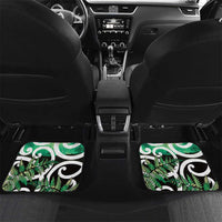 Piwakawaka New Zealand Matariki Car Mats Maori New Year Silver Fern Green Galaxy LT14 Set 2pcs - Back Green - Polynesian Pride