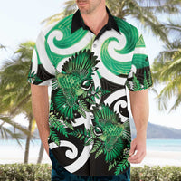 Piwakawaka New Zealand Matariki Hawaiian Shirt Maori New Year Silver Fern Green Galaxy LT14 - Polynesian Pride