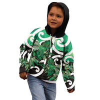 Piwakawaka New Zealand Matariki Kid Hoodie Maori New Year Silver Fern Green Galaxy LT14 - Polynesian Pride