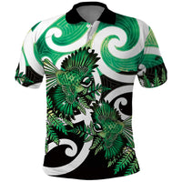Piwakawaka New Zealand Matariki Polo Shirt Maori New Year Silver Fern Green Galaxy LT14 Green - Polynesian Pride