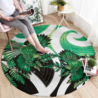 Piwakawaka New Zealand Matariki Round Carpet Maori New Year Silver Fern Green Galaxy LT14 - Polynesian Pride