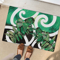 Piwakawaka New Zealand Matariki Rubber Doormat Maori New Year Silver Fern Green Galaxy LT14 - Polynesian Pride