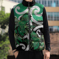 Piwakawaka New Zealand Matariki Sleeveless Puffer Jacket Maori New Year Silver Fern Green Galaxy LT14 - Polynesian Pride