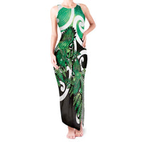 Piwakawaka New Zealand Matariki Tank Maxi Dress Maori New Year Silver Fern Green Galaxy LT14 Women Green - Polynesian Pride