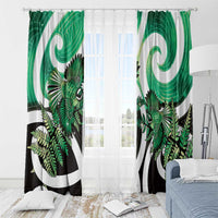 Piwakawaka New Zealand Matariki Window Curtain Maori New Year Silver Fern Green Galaxy LT14 - Polynesian Pride