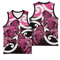 Piwakawaka New Zealand Matariki Basketball Jersey Maori New Year Silver Fern Pink Galaxy LT14 - Polynesian Pride