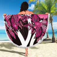Piwakawaka New Zealand Matariki Beach Blanket Maori New Year Silver Fern Pink Galaxy