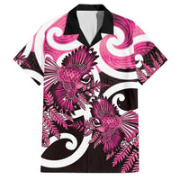 Piwakawaka New Zealand Matariki Family Matching Summer Maxi Dress and Hawaiian Shirt Maori New Year Silver Fern Pink Galaxy LT14 Dad's Shirt - Short Sleeve Pink - Polynesian Pride