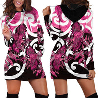 Piwakawaka New Zealand Matariki Hoodie Dress Maori New Year Silver Fern Pink Galaxy LT14 - Polynesian Pride