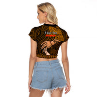 Polynesian Pride Father Day New Caledonia Raglan Cropped T Shirt I Love You Dad LT14 - Polynesian Pride