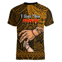 Polynesian Pride Father Day New Caledonia Women V Neck T Shirt I Love You Dad LT14 - Polynesian Pride