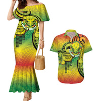 Hawaii Flag Day Couples Matching Mermaid Dress and Hawaiian Shirt Kanaka Maoli With Kakau Polynesian Pattern LT14 Green - Polynesian Pride
