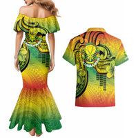 Hawaii Flag Day Couples Matching Mermaid Dress and Hawaiian Shirt Kanaka Maoli With Kakau Polynesian Pattern LT14 - Polynesian Pride