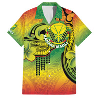 Hawaii Flag Day Family Matching Long Sleeve Bodycon Dress and Hawaiian Shirt Kanaka Maoli With Kakau Polynesian Pattern LT14 Dad's Shirt - Short Sleeve Green - Polynesian Pride