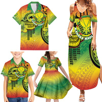 Hawaii Flag Day Family Matching Summer Maxi Dress and Hawaiian Shirt Kanaka Maoli With Kakau Polynesian Pattern LT14 - Polynesian Pride