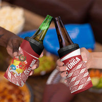 Tonga Rugby Custom 4 in 1 Can Cooler Tumbler Go ʻIkale Tahi Go Tongan Tapa Cloth