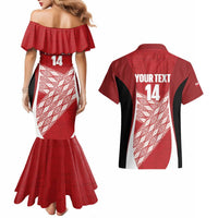 Tonga Rugby Custom Couples Matching Mermaid Dress and Hawaiian Shirt Go ʻIkale Tahi Go Tongan Tapa Cloth LT14 - Polynesian Pride
