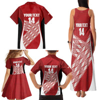 Tonga Rugby Custom Family Matching Tank Maxi Dress and Hawaiian Shirt Go ʻIkale Tahi Go Tongan Tapa Cloth