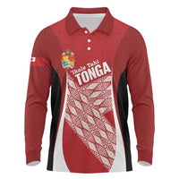 Tonga Rugby Custom Long Sleeve Polo Shirt Go ʻIkale Tahi Go Tongan Tapa Cloth