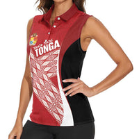 Tonga Rugby Custom Women Sleeveless Polo Shirt Go ʻIkale Tahi Go Tongan Tapa Cloth