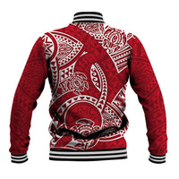 Polynesian Pride Hawaii Baseball Jacket Hawaiian Tribal Honu Red Version LT14 - Polynesian Pride