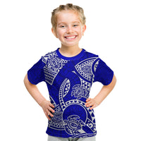 Polynesian Pride Hawaii Kid T Shirt Hawaiian Tribal Honu Blue Version LT14 Blue - Polynesian Pride