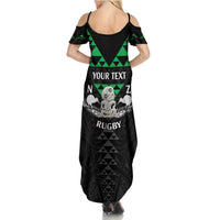 Personalised Aotearoa Rugby Family Matching Summer Maxi Dress and Hawaiian Shirt New Zealand Maori Kete Matauranga Pattern LT14 - Polynesian Pride