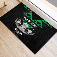 Personalised Aotearoa Rugby Rubber Doormat New Zealand Maori Kete Matauranga Pattern