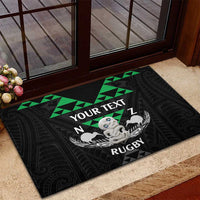 Personalised Aotearoa Rugby Rubber Doormat New Zealand Maori Kete Matauranga Pattern