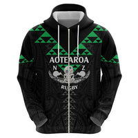 Personalised Aotearoa Rugby Zip Hoodie New Zealand Maori Kete Matauranga Pattern LT14 - Polynesian Pride