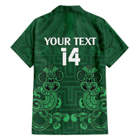 Custom Aotearoa Rugby Family Matching Off Shoulder Short Dress and Hawaiian Shirt New Zealand Maori Kete Poutama Pattern