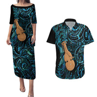 Kotiate New Zealand Couples Matching Puletasi and Hawaiian Shirt Maori Weapon Paua Shell Haka Fern