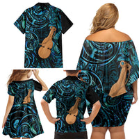 Kotiate New Zealand Family Matching Off Shoulder Short Dress and Hawaiian Shirt Maori Weapon Paua Shell Haka Fern LT14 - Polynesian Pride