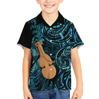 Kotiate New Zealand Family Matching Puletasi and Hawaiian Shirt Maori Weapon Paua Shell Haka Fern LT14 Son's Shirt Turquoise - Polynesian Pride