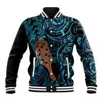 Maripi New Zealand Baseball Jacket Maori Weapon Paua Shell Haka Fern