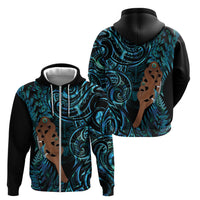 Maripi New Zealand Zip Hoodie Maori Weapon Paua Shell Haka Fern