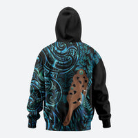 Maripi New Zealand Zip Hoodie Maori Weapon Paua Shell Haka Fern