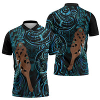 Maripi New Zealand Zipper Polo Shirt Maori Weapon Paua Shell Haka Fern LT14 - Polynesian Pride