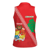 Tonga And Lebanon Women Sleeveless Polo Shirt 2026 Together Half Style LT14 - Polynesian Pride