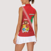 Tonga And Lebanon Women Sleeveless Polo Shirt 2026 Together Half Style LT14 - Polynesian Pride