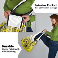 Yellow Gradient Hawaii Grocery Bag Polynesian Shark Tattoo With Plumeria