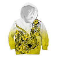 Hawaii Kid Hoodie Polynesian Shark Tattoo With Plumeria Yellow Gradient LT14 Yellow - Polynesian Pride