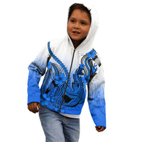 Hawaii Kid Hoodie Polynesian Shark Tattoo With Plumeria Blue Gradient LT14 - Polynesian Pride
