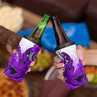 Hawaii 4 in 1 Can Cooler Tumbler Polynesian Shark Tattoo With Plumeria Purple Gradient